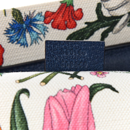 Gucci Canvas Large Flora Tote Navy Multicolor 6 of 9