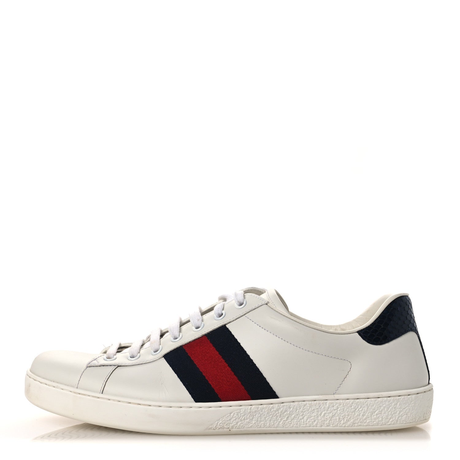 Gucci Calfskin Ayers Web Mens Ace Sneakers 10.5 White Blue 1 of 17