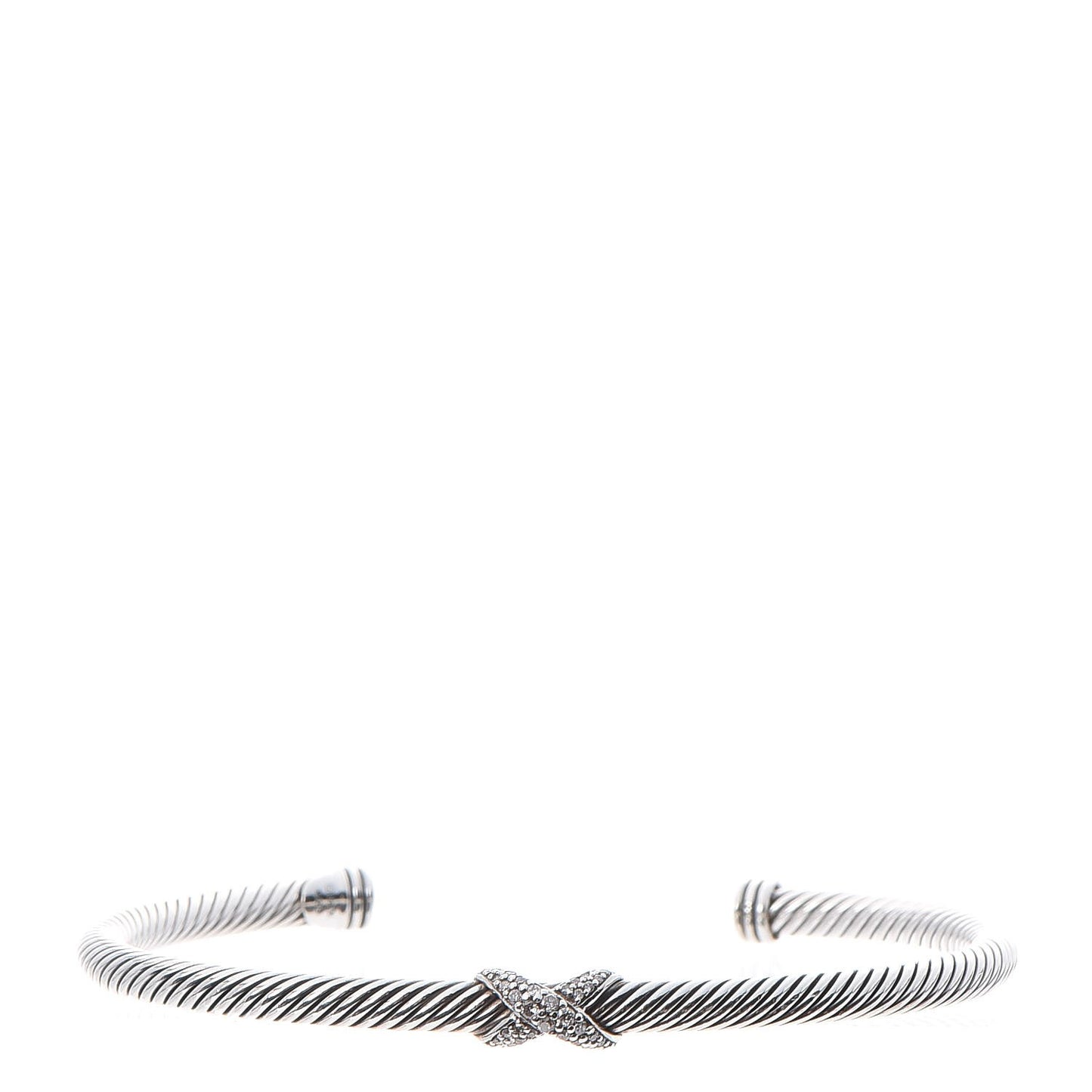 Sterling Silver Diamond 4mm X Cable Bracelet