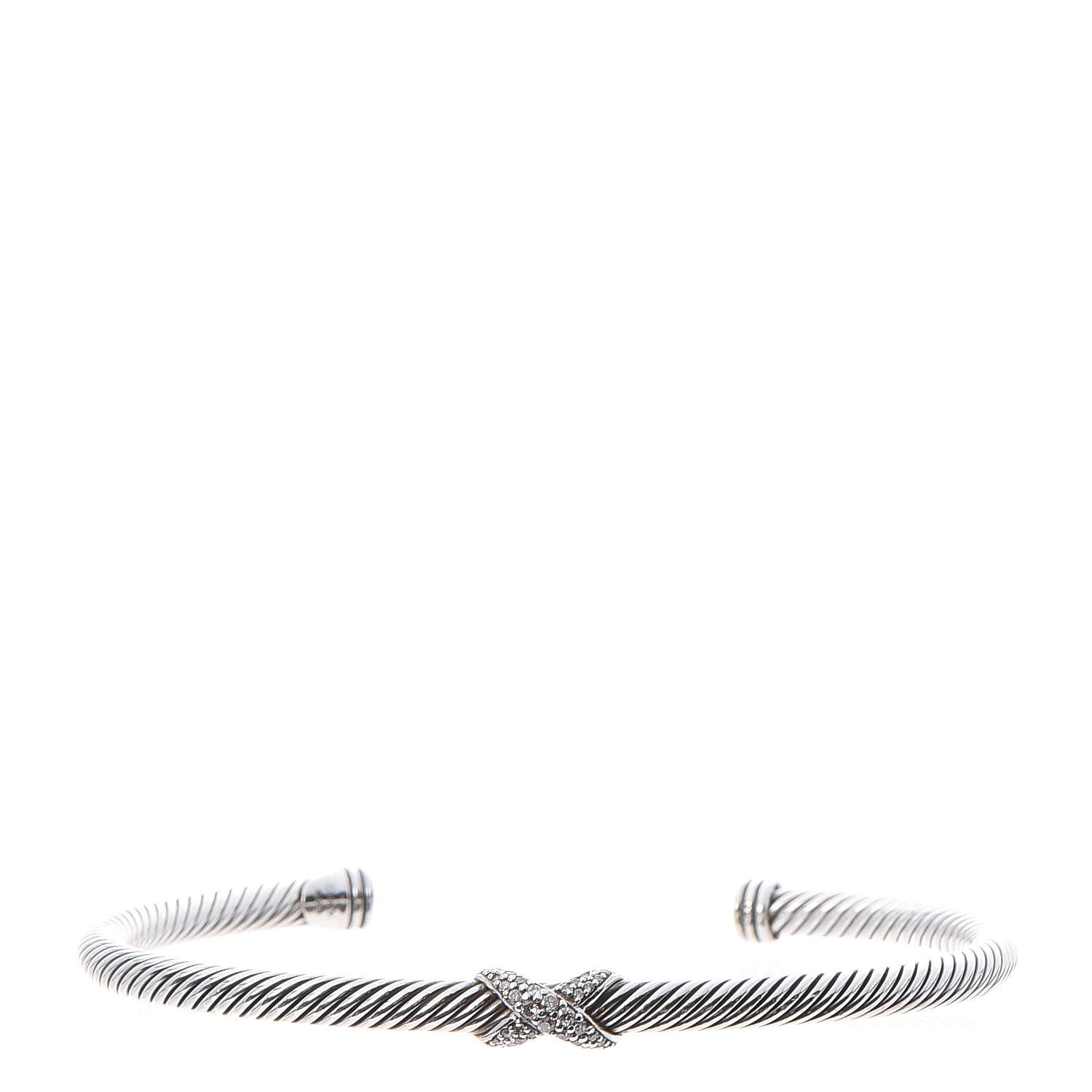 David Yurman Sterling Silver Diamond 4mm X Cable Bracelet 1 of 4