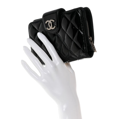 Chanel Patent Quilted Brilliant Zipped Pocket Wallet Black 2 of 9
