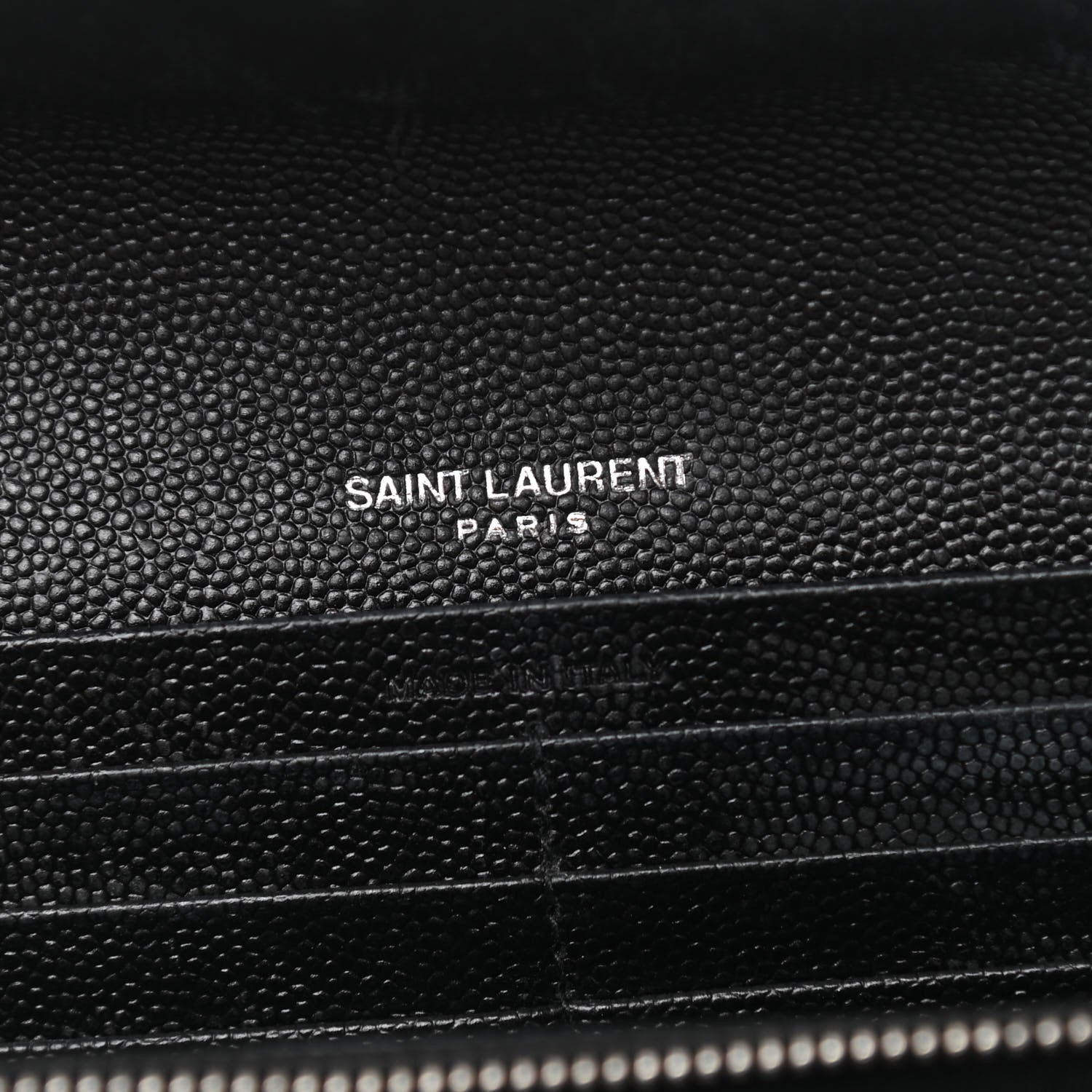 Saint Laurent Grain De Poudre Matelasse Chevron Monogram Flap Wallet Black 6 of 7