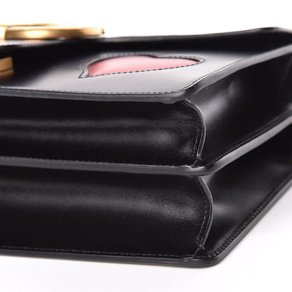 Gucci Knight Calfskin Malaga Kid Heart Medium GG Marmont Chain Handle Bag Black Hibiscus Red Multicolor 7 of 11