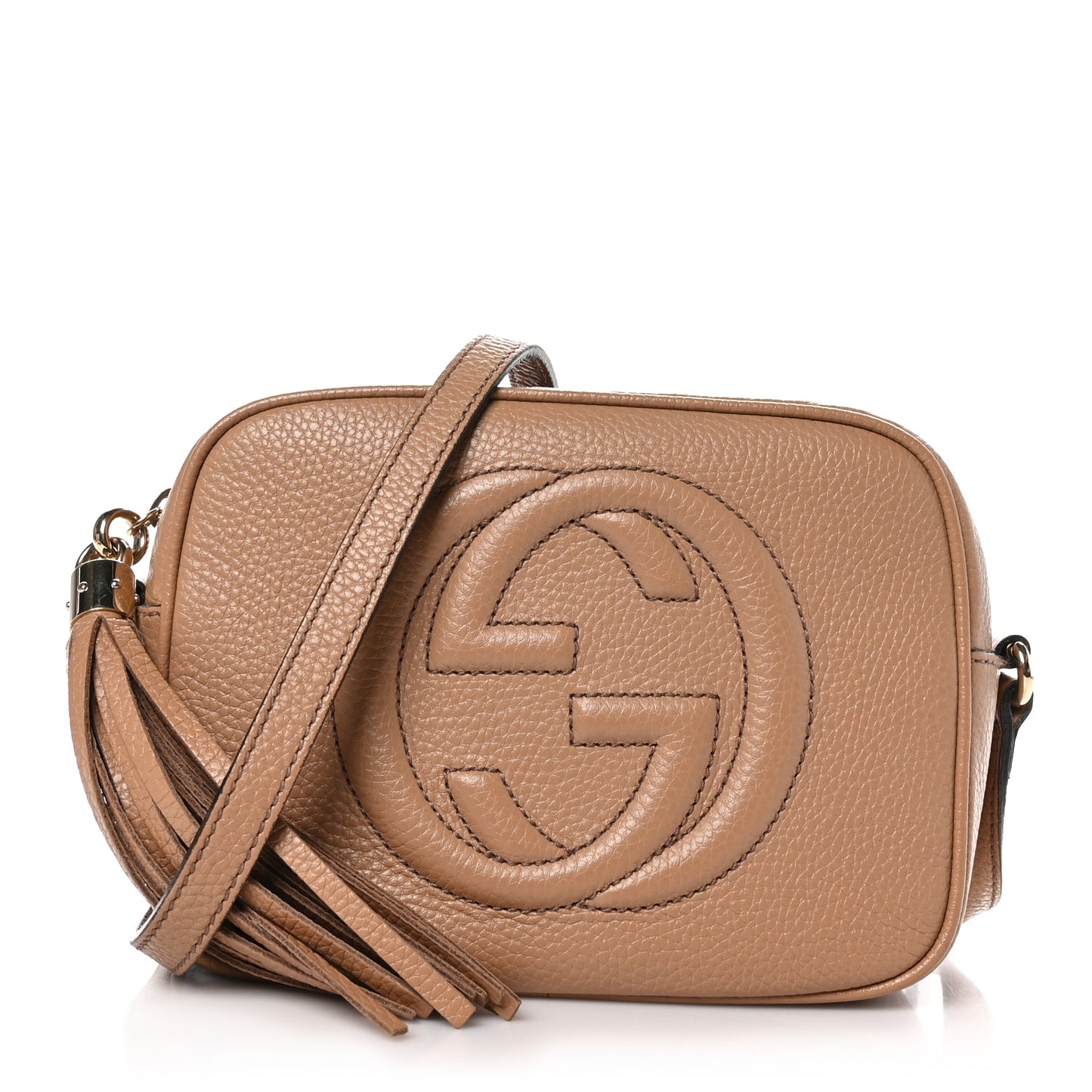 Pebbled Calfskin Small Soho Disco Bag Camelia