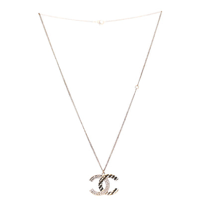 Chanel Baguette Crystal Quilted CC Pendant Necklace Gold 2 of 4