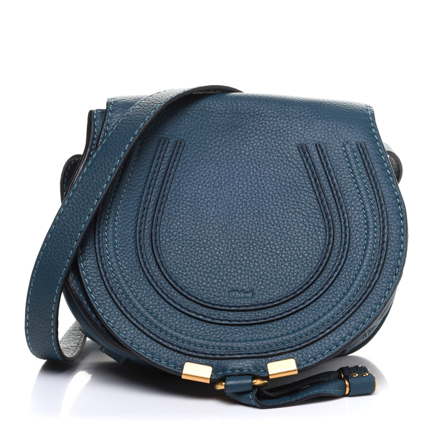Calfskin Mini Marcie Round Crossbody Bag Teal
