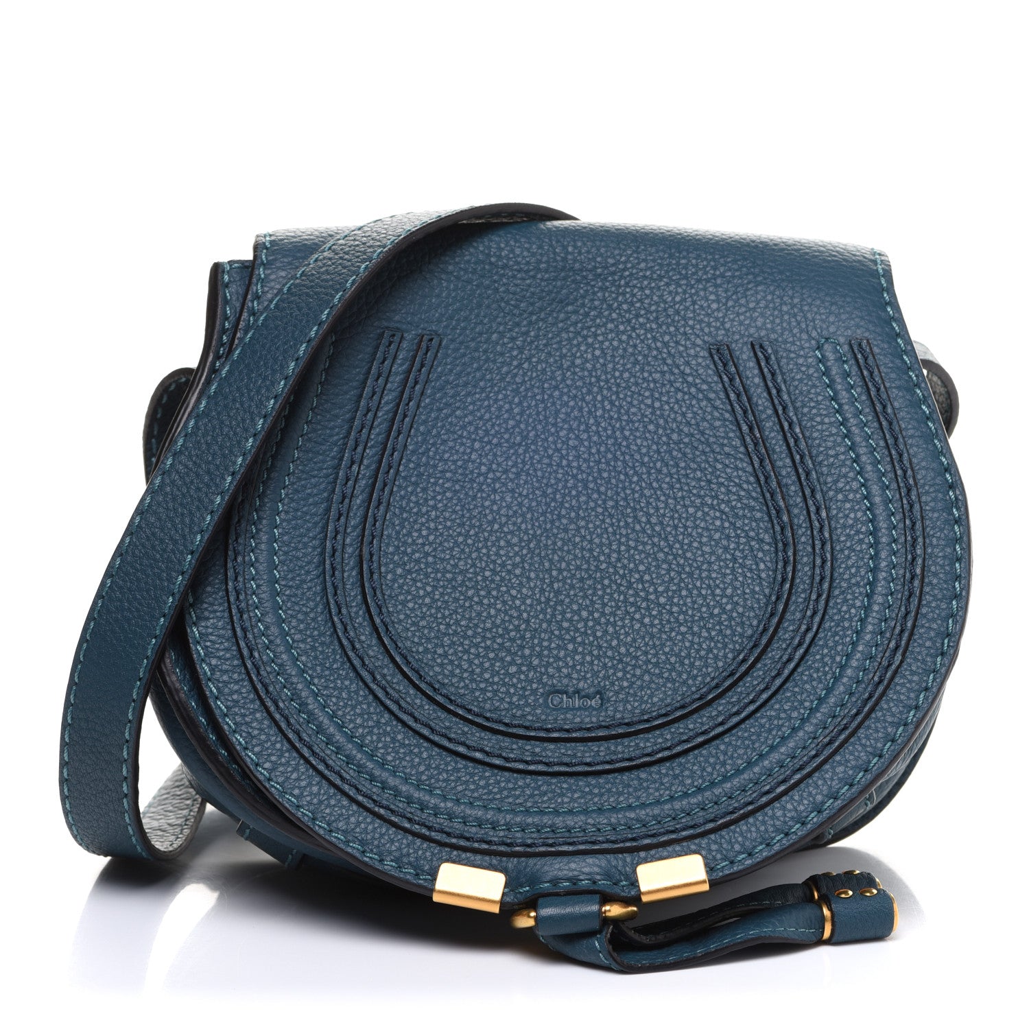 Chloe Calfskin Mini Marcie Round Crossbody Bag Teal 1 of 9