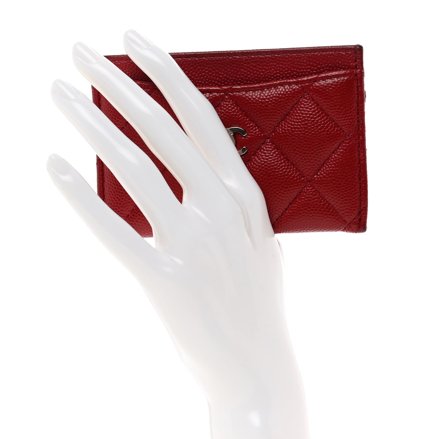 Caviar Quilted Card Holder Red