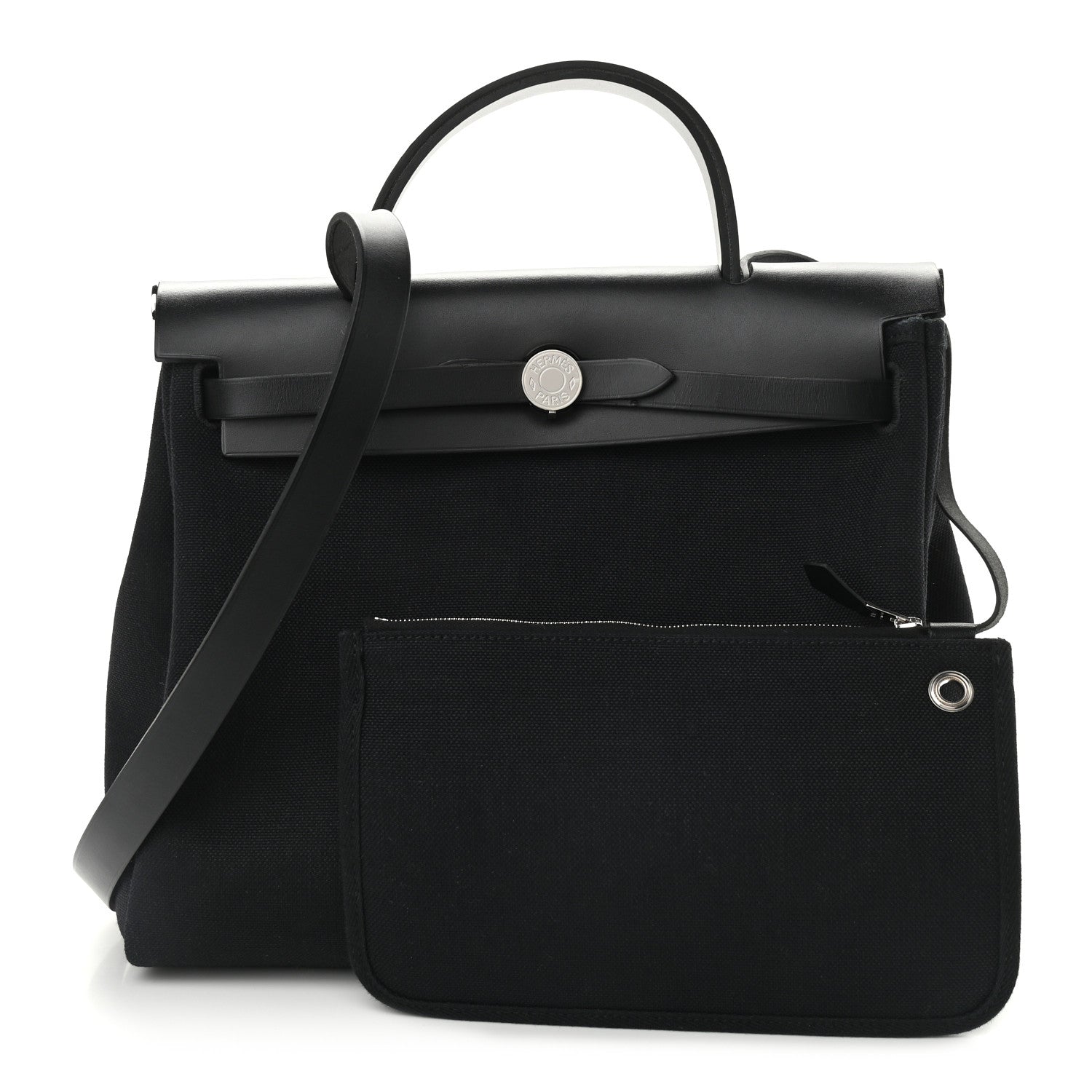 Hermes Military Toile Vache Hunter Herbag Zip PM 31 Black 1 of 15