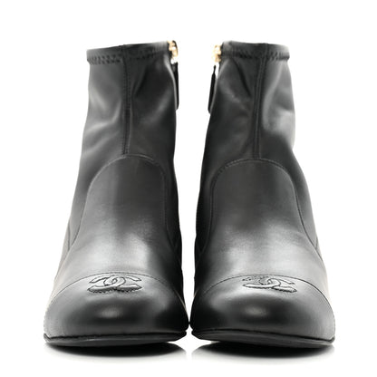 Chanel Stretch Lambskin Cap Toe CC Short Boots 37 Black 3 of 11