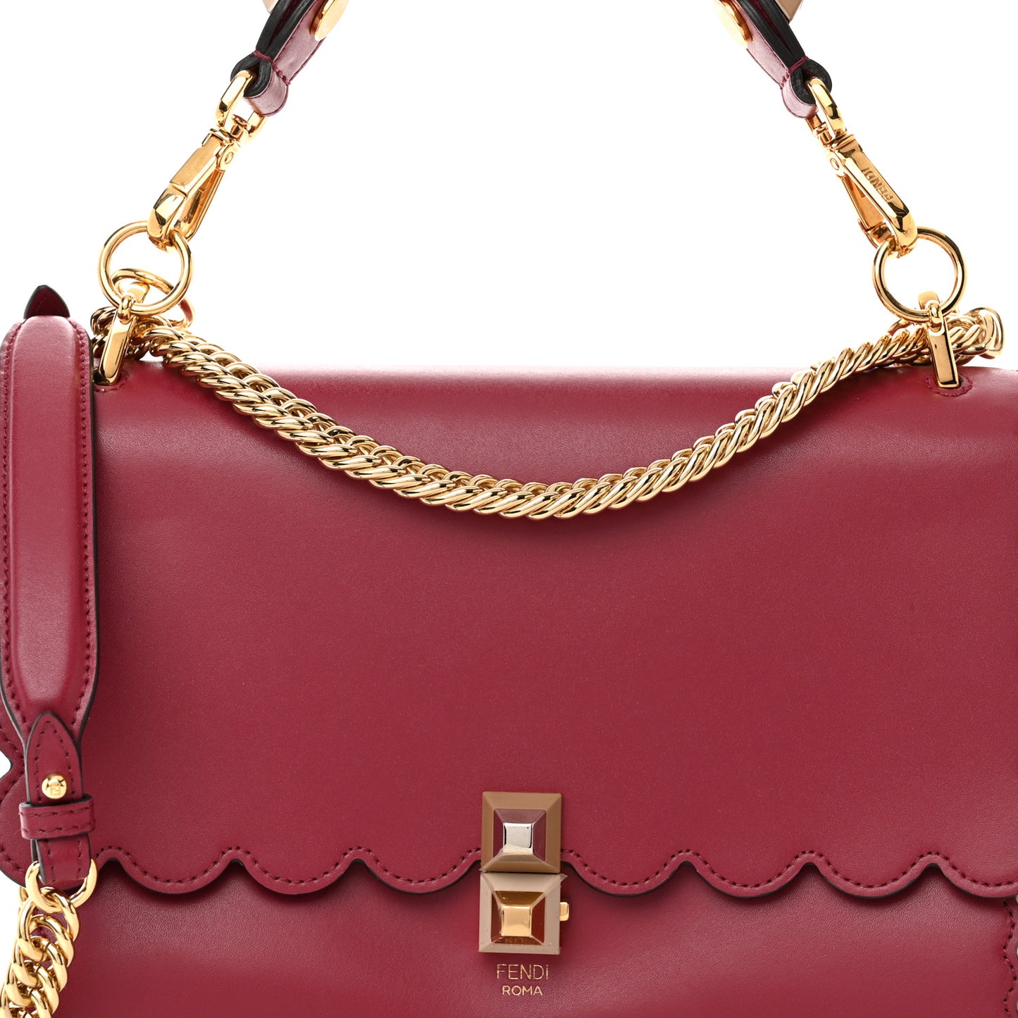 Vitello Liberty Scalloped Studded Kan I Shoulder Bag Fragola