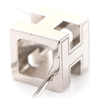 Hermes Palladium Lacquered Cage d'H Pendant Necklace Ecru 6 of 8