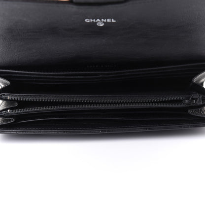 Chanel Crumpled Calfskin Quilted Large Flap Wallet So Black 5 of 9