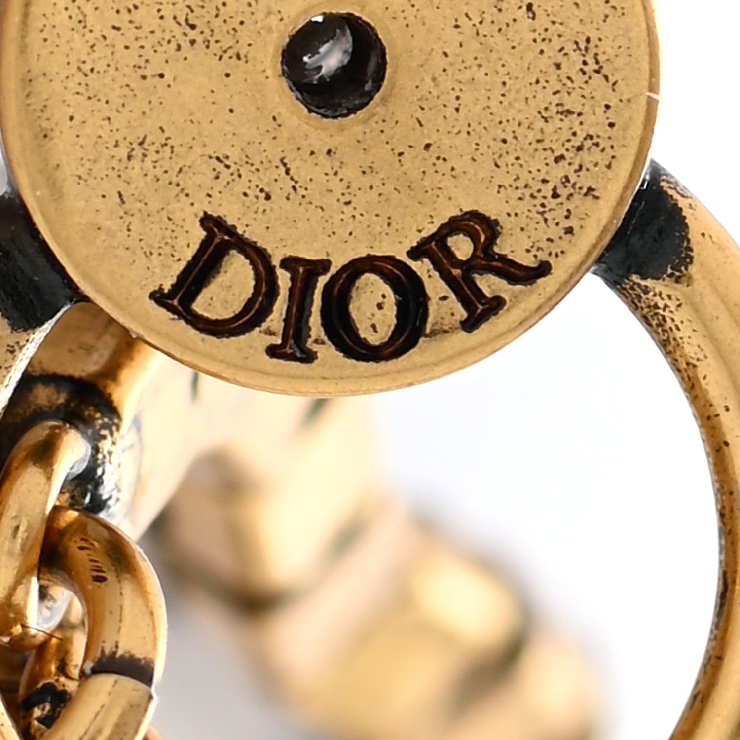 Christian Dior Crystal CD Dangle Chain Earrings Gold 3 of 5