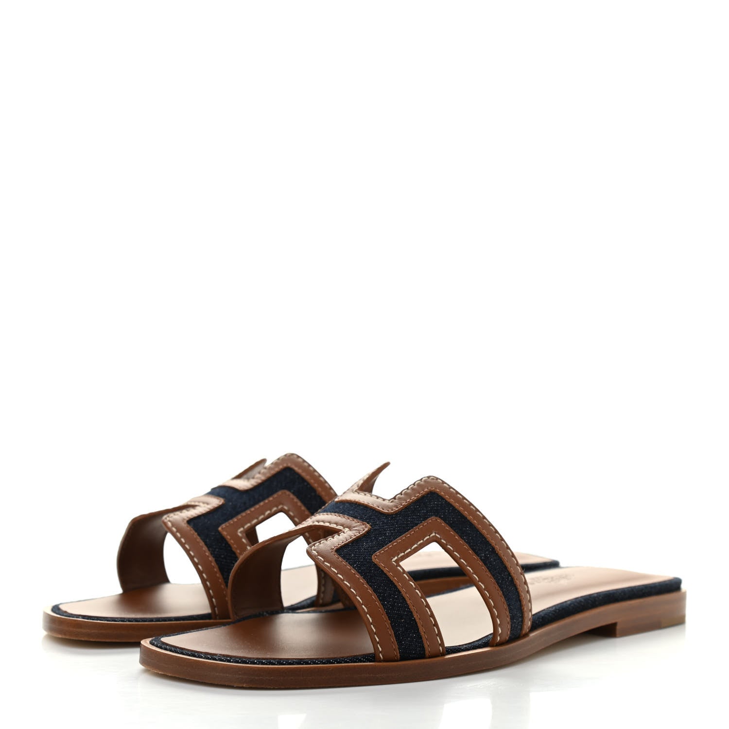 Hermes Calfskin Denim Oran Sandals 36 Bleu Brut Gold 5 of 16