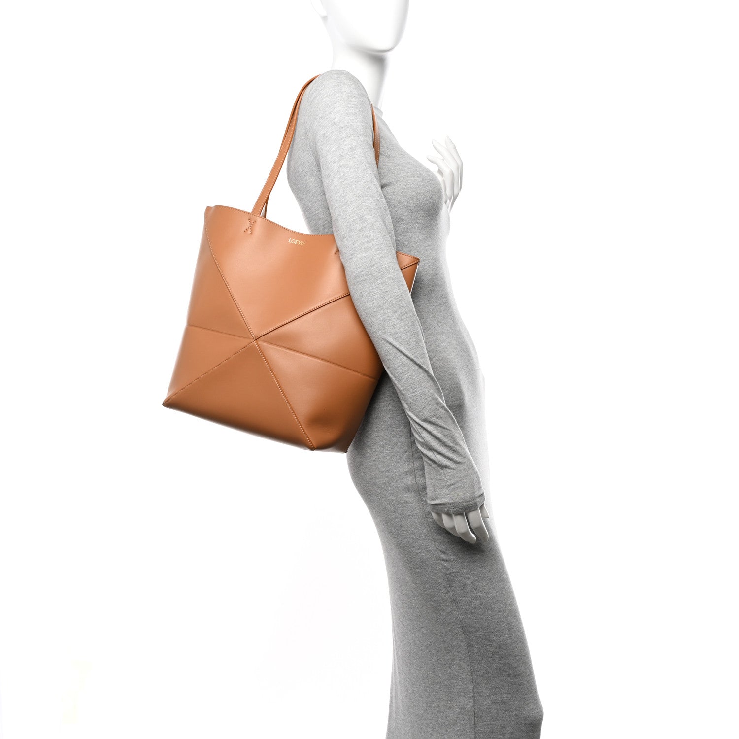 Loewe Shiny Calfskin Medium Puzzle Fold Tote Warm Desert 2 of 9