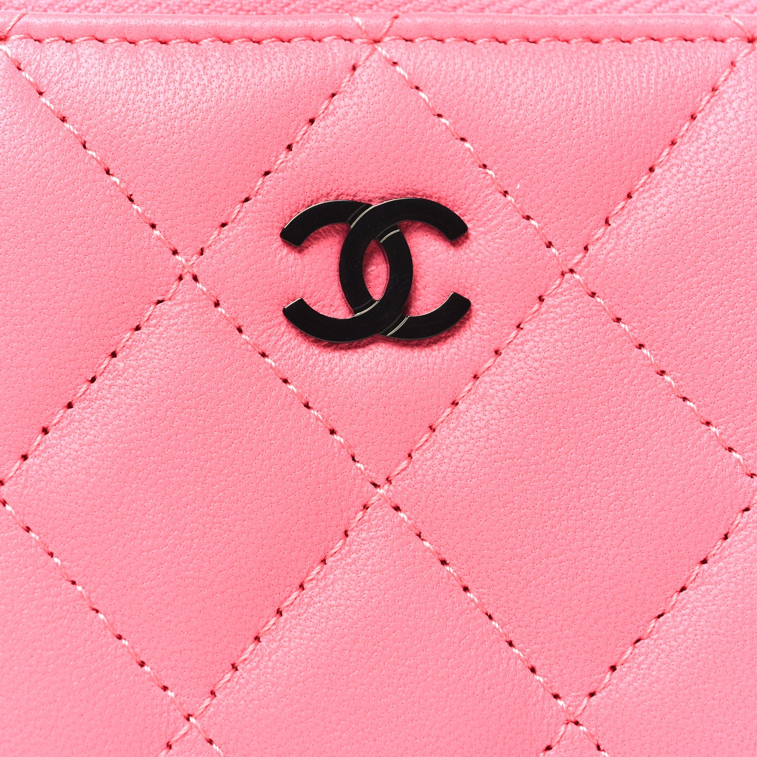 Chanel Lambskin Quilted Zip Around Coin Purse Pink 8 of 8