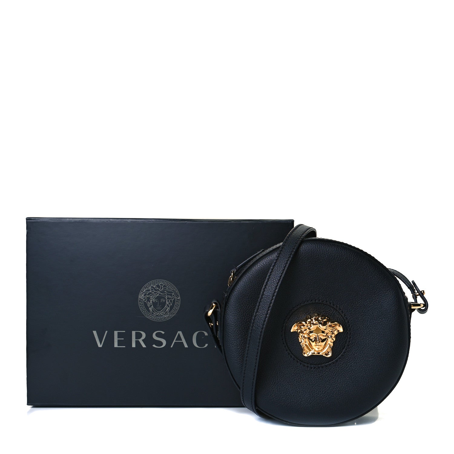 Versace Calfskin La Medusa Round Camera Bag Black 8 of 8