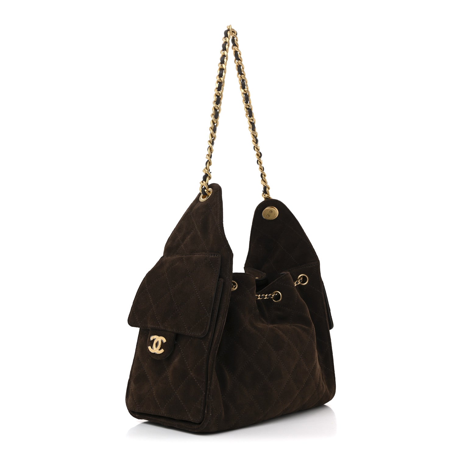 Chanel Suede Quilted Small Chanel 25 Handbag Dark Brown 3 of 10