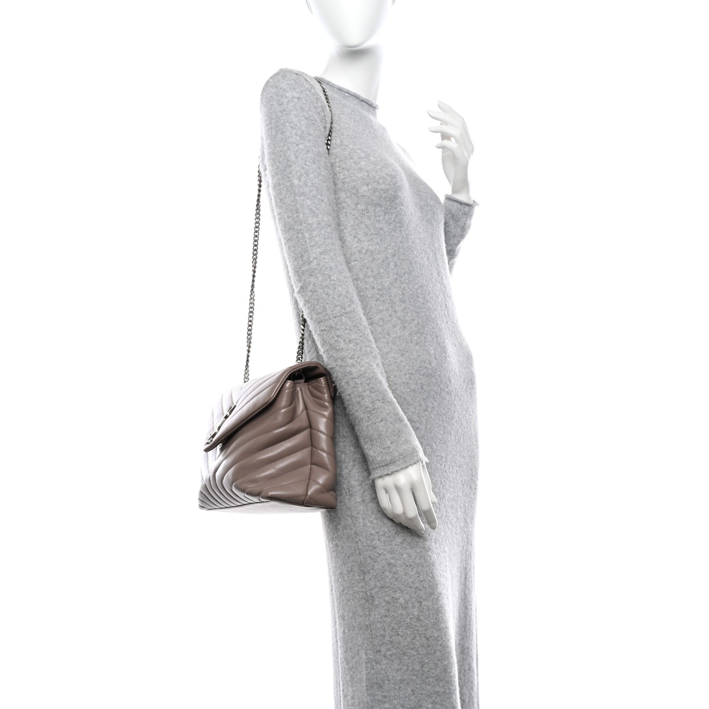 Calfskin Y Quilted Monogram Medium Loulou Chain Satchel Mink