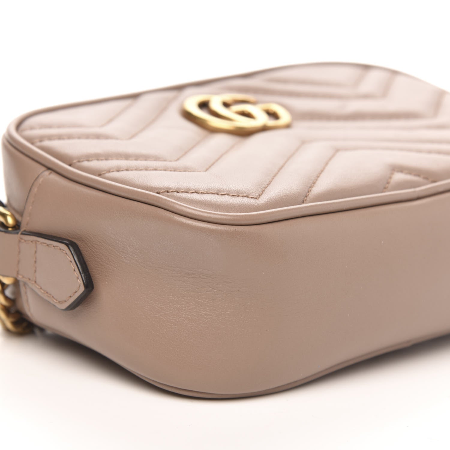 Gucci Calfskin Matelasse Mini GG Marmont Chain Shoulder Bag Porcelain Rose 9 of 12