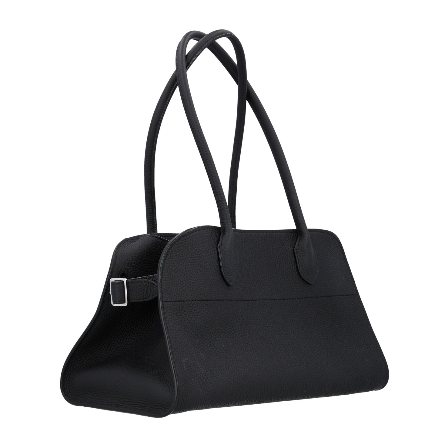 Matte Grained Calfskin Margaux Shoulder 12 Black