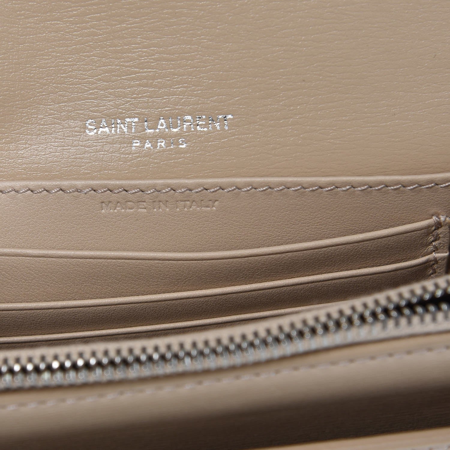 Saint Laurent Calfskin Monogram Sunset Chain Wallet Nude Powder 6 of 7