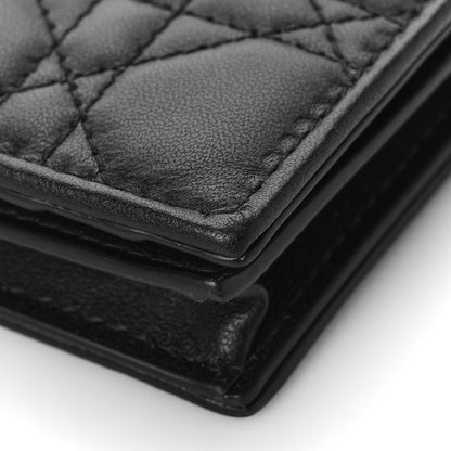 Christian Dior Lambskin Cannage Small Lady Dior Flap Card Holder Black 9 of 9