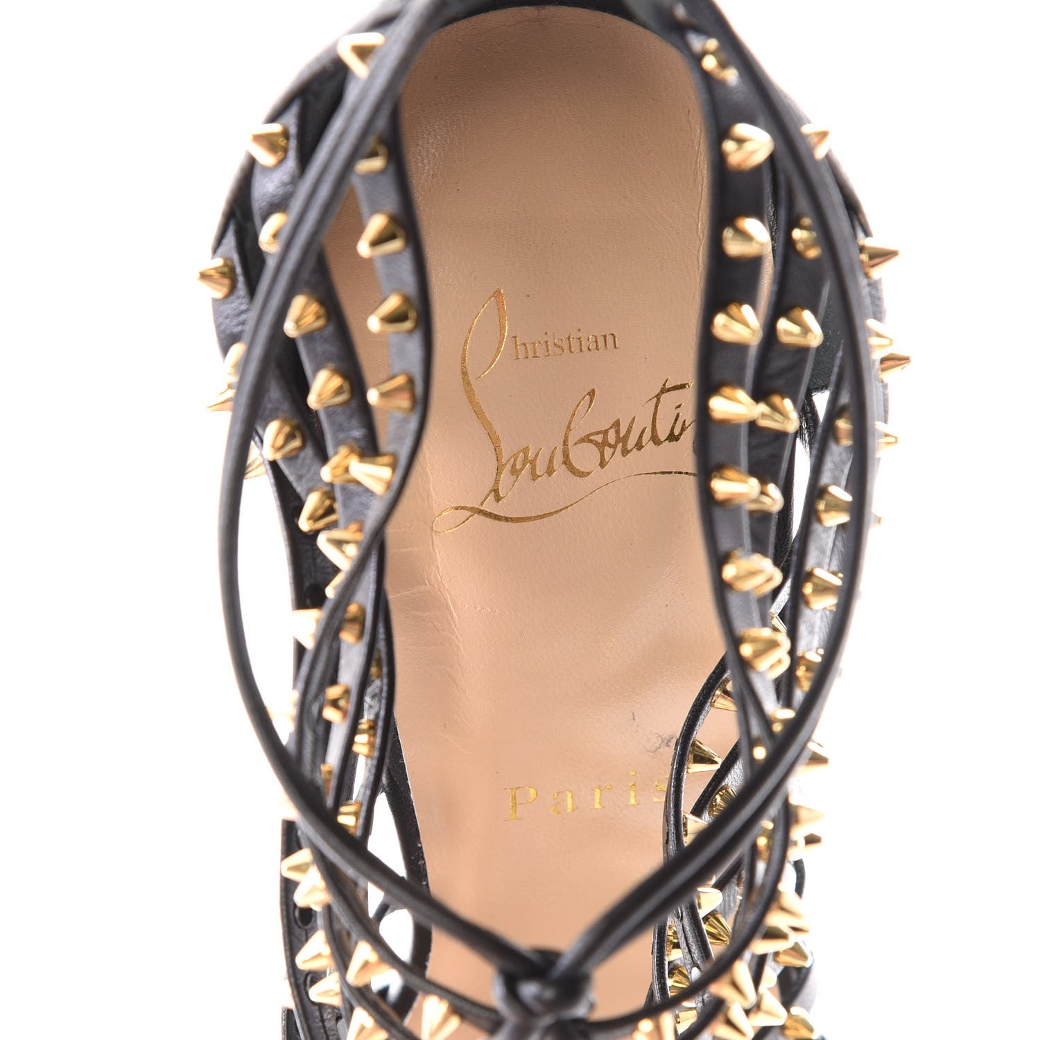 Christian Louboutin Kid Millaclou 100 Cage Sandals 38.5 Black 7 of 9