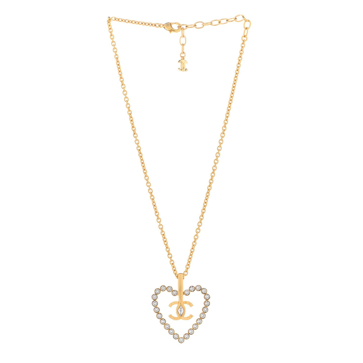 Crystal CC Heart Necklace Gold