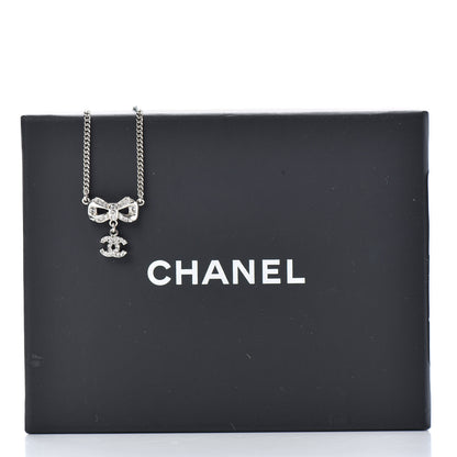 Chanel Crystal CC Bow Necklace Silver 6 of 6
