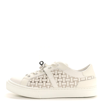 Hermes Calfskin Perforated Mosaic Day Sneakers 36 White 1 of 9