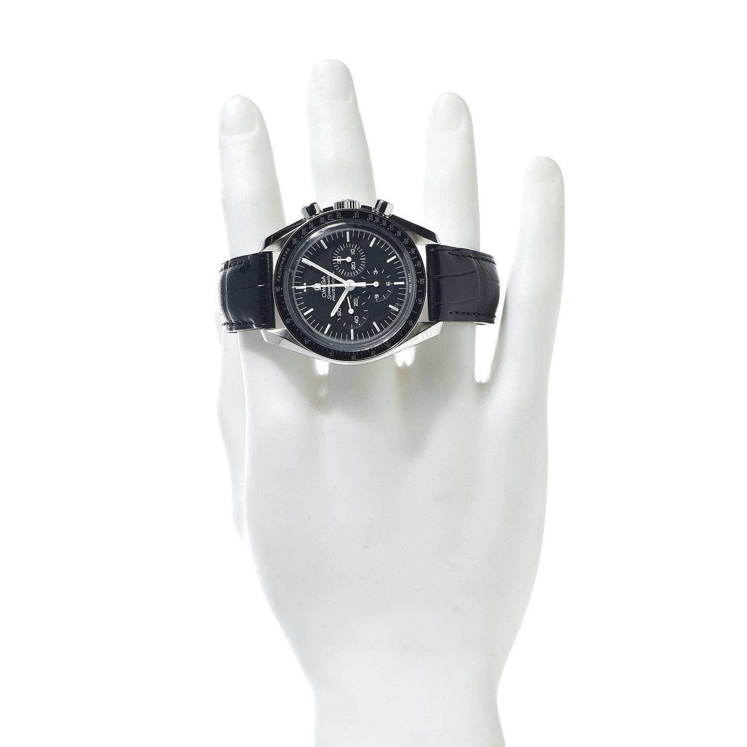 Omega Stainless Steel Alligator 42mm Speedmaster Moonwatch Professional Chronograph Manual Winding Watch Black 311.33.42.30.01.001 2 of 12