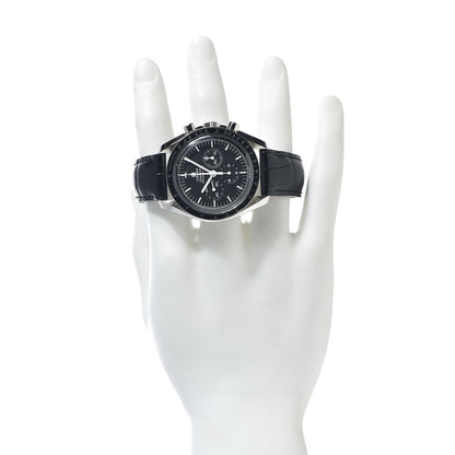 Omega Stainless Steel Alligator 42mm Speedmaster Moonwatch Professional Chronograph Manual Winding Watch Black 311.33.42.30.01.001 2 of 12