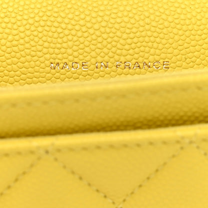 Chanel Caviar Quilted Flap Card Holder Wallet Yellow 7 of 9