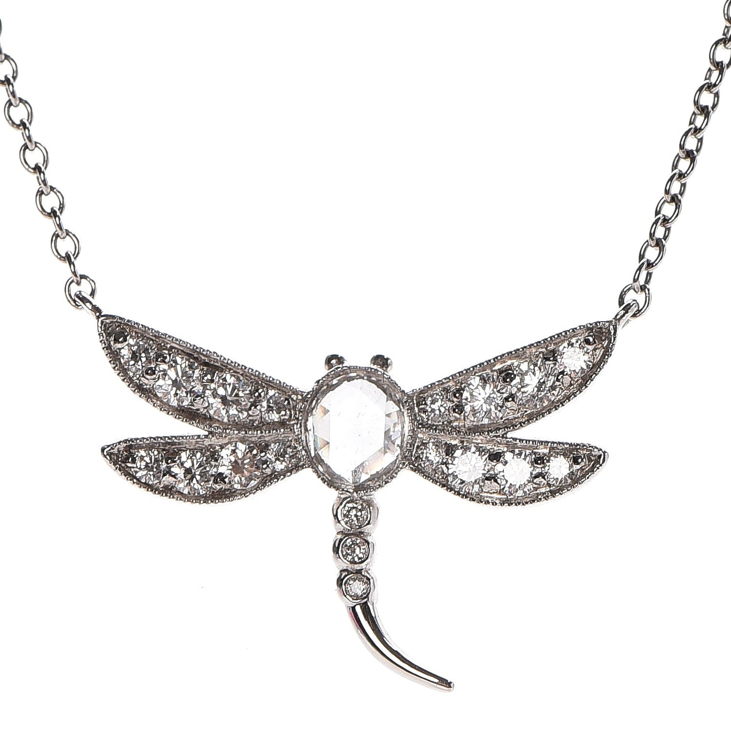 Platinum Diamond Enchant Dragonfly Pendant Necklace