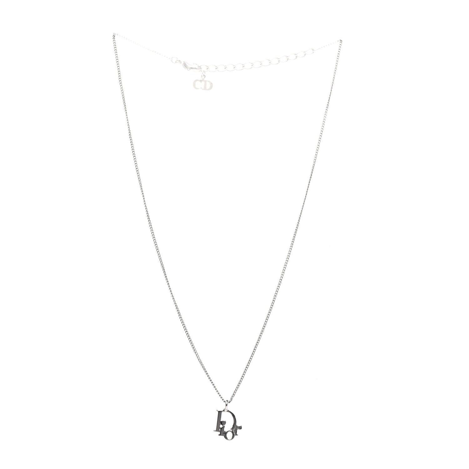 Christian Dior Metal Logo Necklace Silver 3 of 4