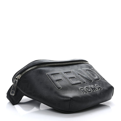Fendi Vitello Cover FF Lines Logo Embossed Stitched Belt Bag Black 4 of 9