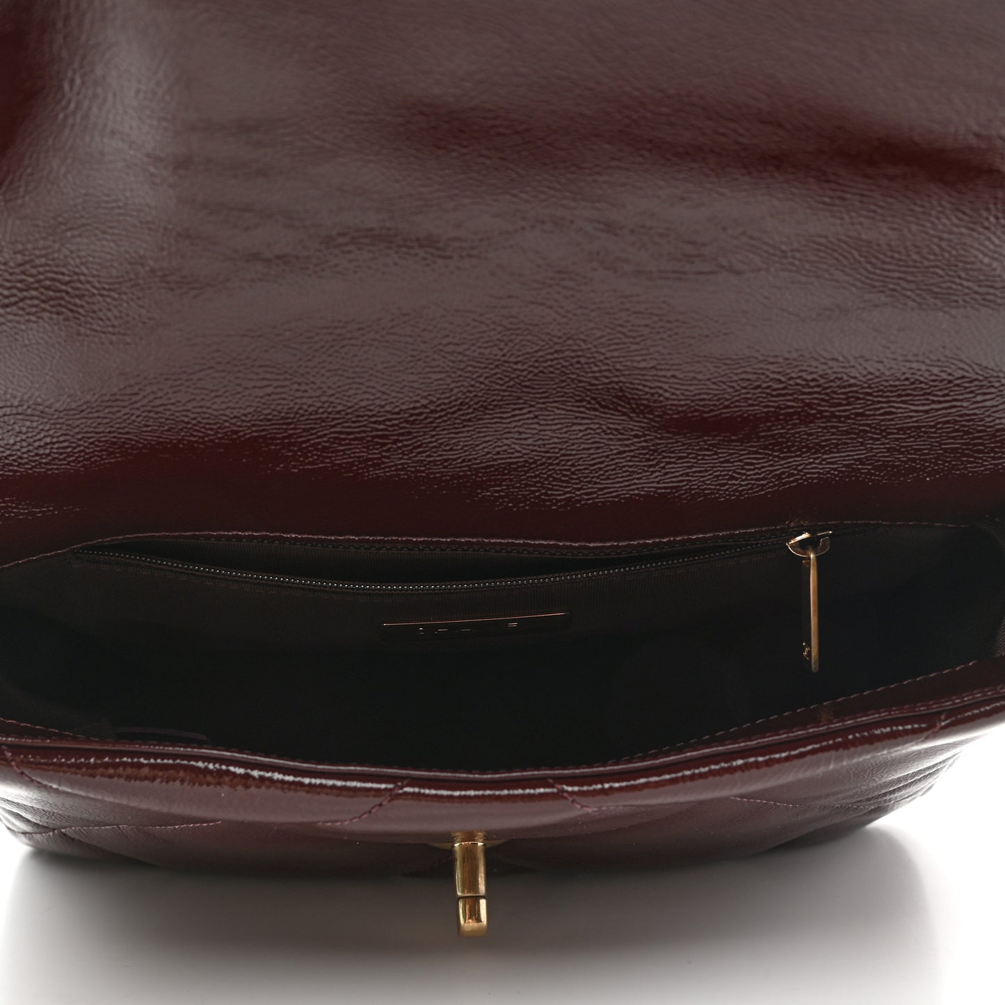 Shiny Crumpled Calfskin Quilted Medium Chanel 19 Flap Burgundy