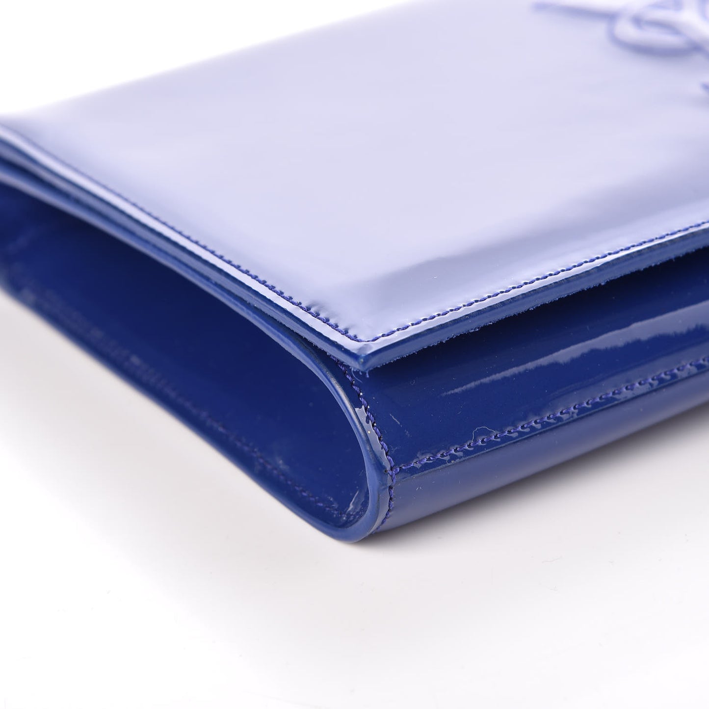 Patent Calfskin Monogram Large Belle De Jour Clutch Royal Blue