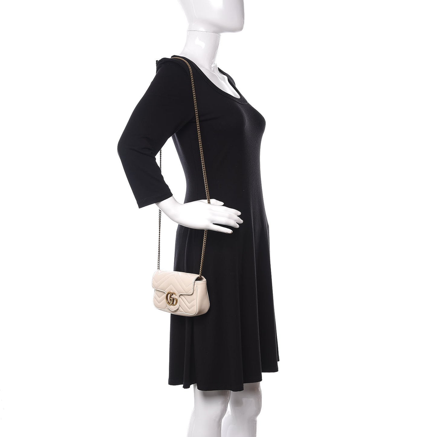 Calfskin Matelasse Super Mini GG Marmont Shoulder Bag White