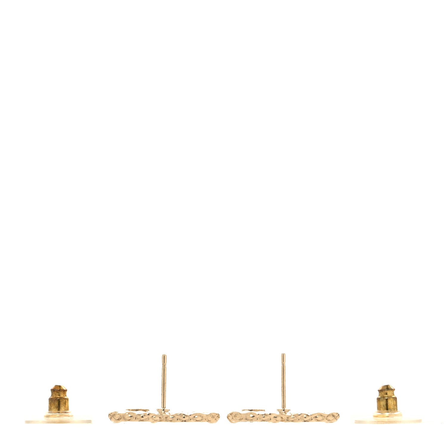 Chanel Metal Crystal CC Earrings Gold 3 of 5