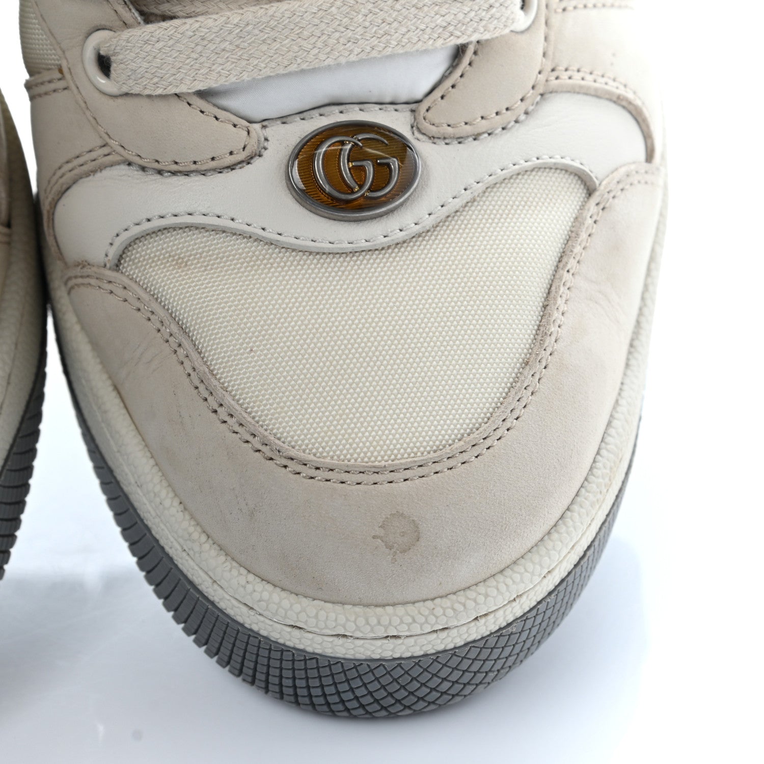 Gucci Nylon Nubuck Web Womens Screener Sneakers 38.5 Mystic White Dusty Milk 11 of 23