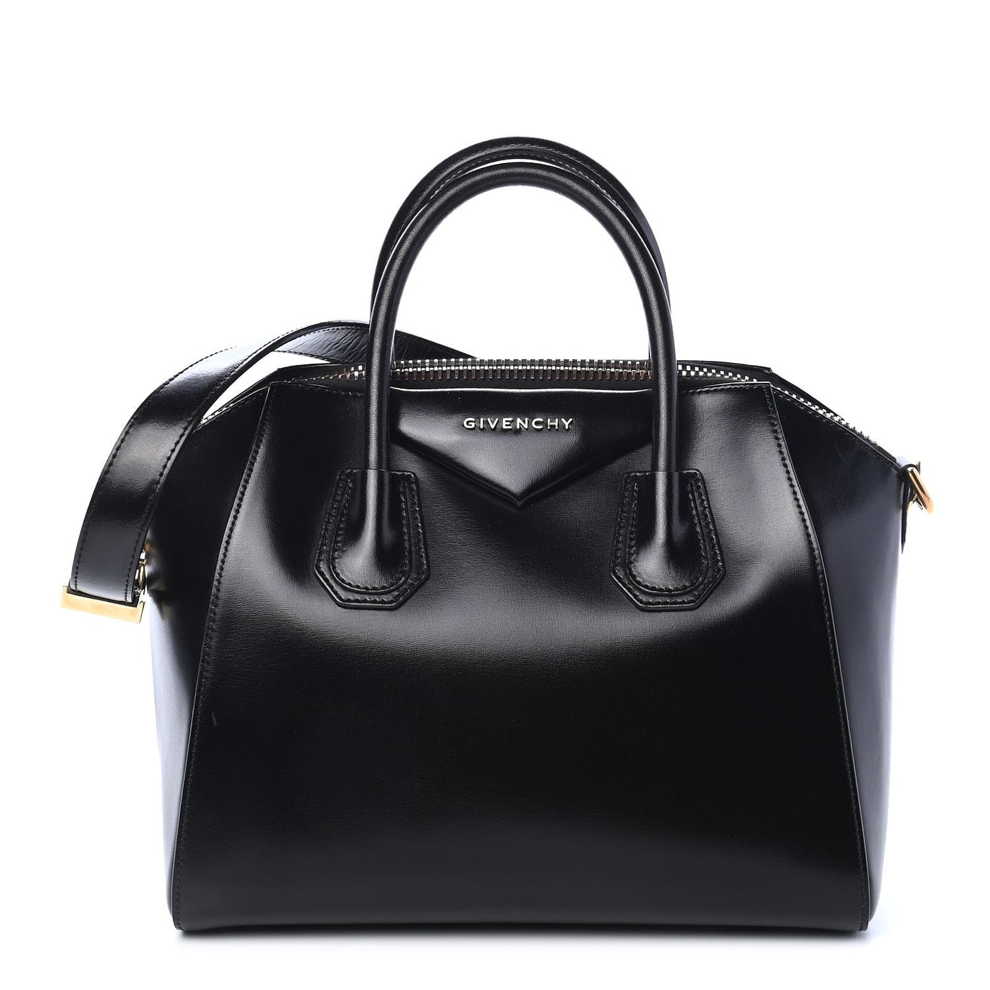 Shiny Lord Calfskin Small Antigona Black