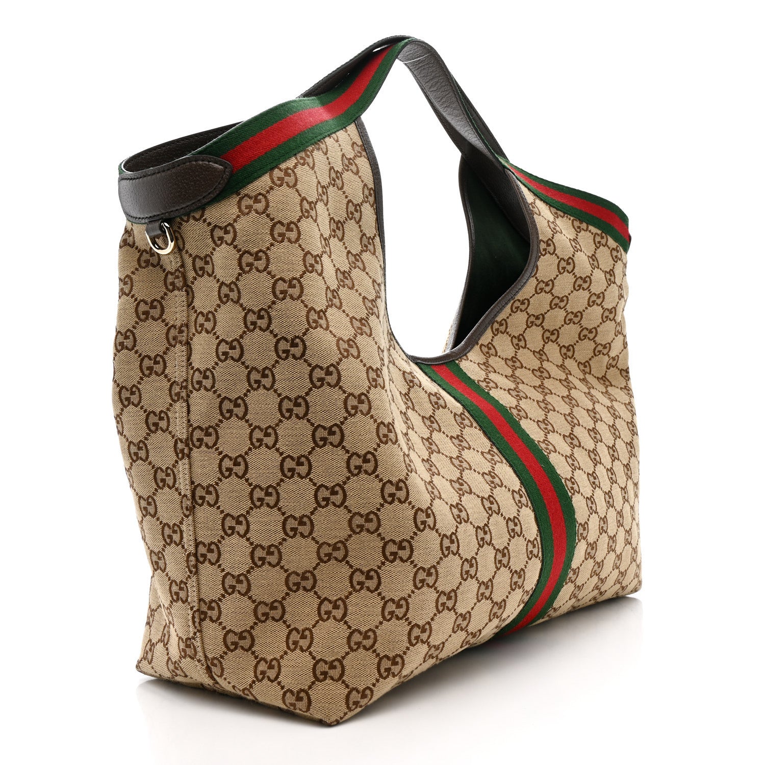 Gucci GG Monogram Web Large Giglio Tote Beige Brown 4 of 14