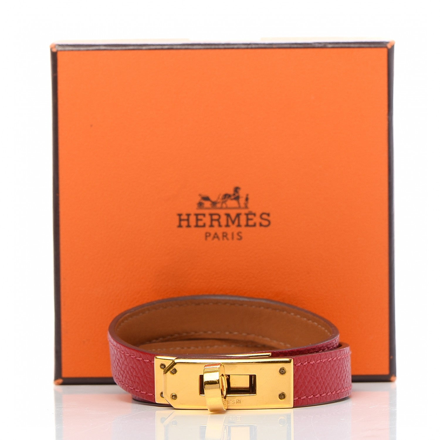 Hermes Epsom Kelly Double Tour Bracelet S Rouge Casaque 7 of 7