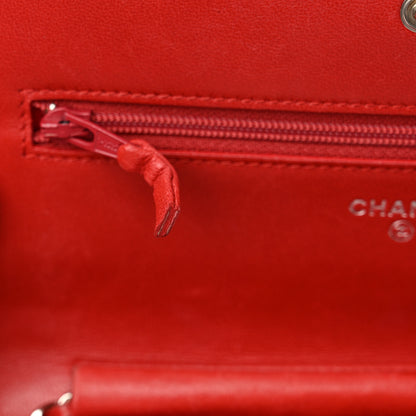 Chanel Lambskin Camellia Embossed Wallet on Chain WOC Red 15 of 20