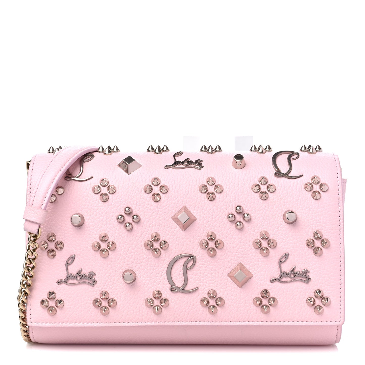 Calfskin Spikes Loubinthesky Paloma Clutch Ballerina