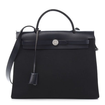 Hermes Military Toile Vache Hunter Herbag Zip PM 31 Bleu Marine 3 of 14