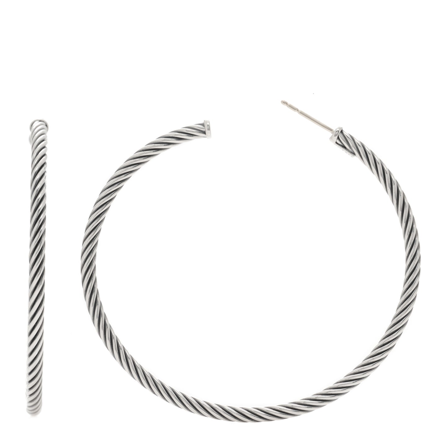 Sterling Silver Large Sculpted Cable Hoop Earrings